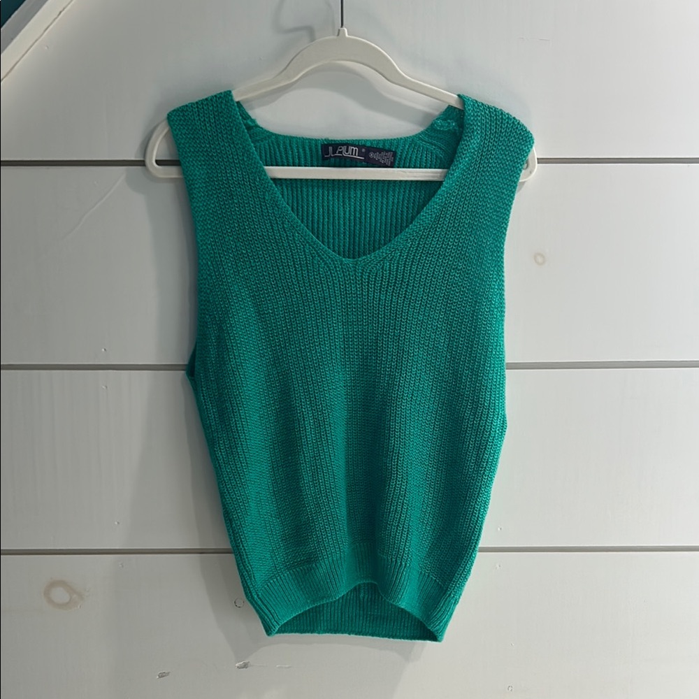 VINTAGE Teal Sleeveless Knit Sweater Vest